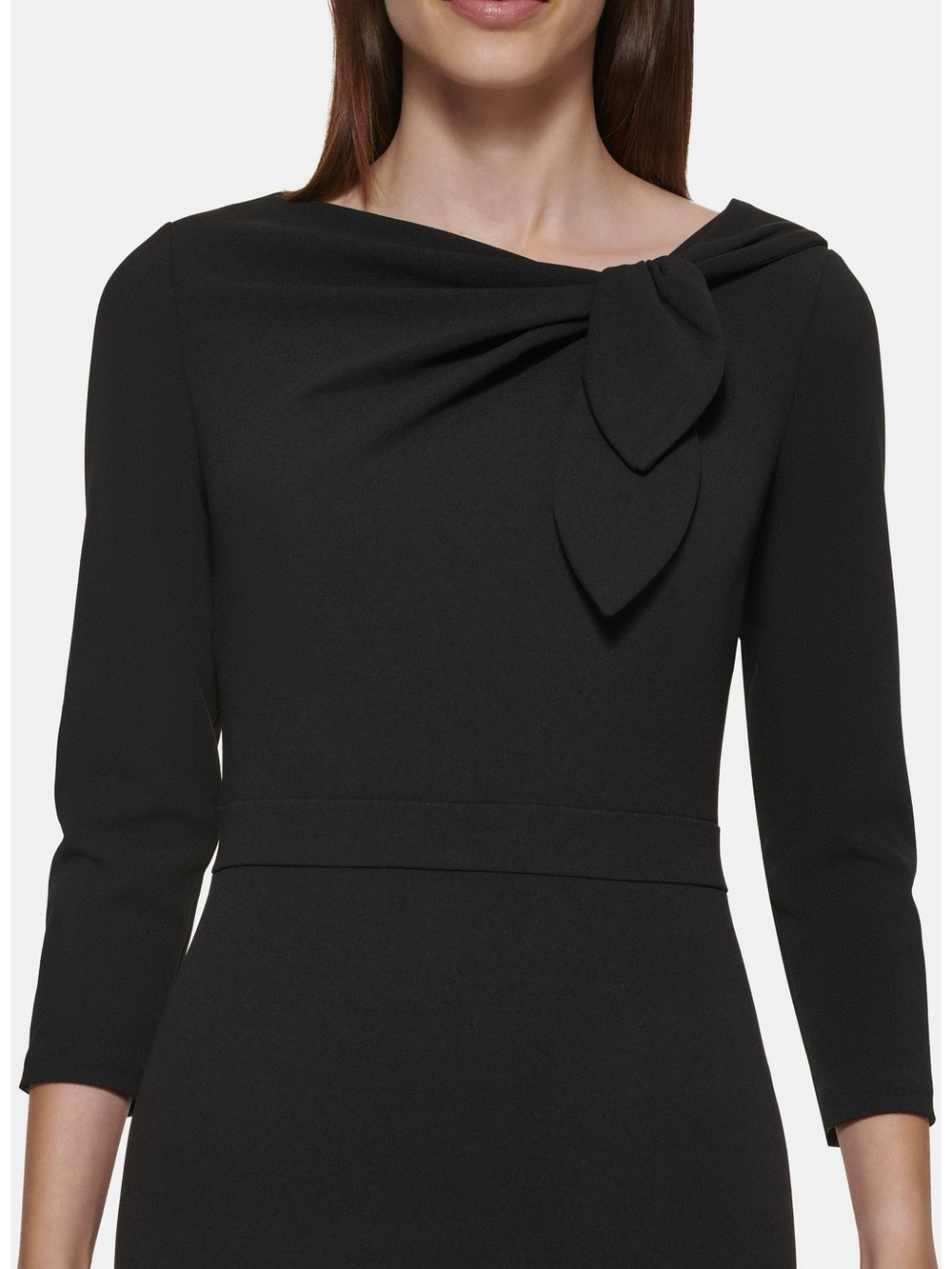 Calvin Klein 3/4 Sleeve Black Sheath Dress with Front Side Bow Plus Size 18W - Picture 2 of 5